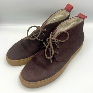 Del Toro Made in Italy Solid Pony Hair Merlot Alto Chukka Sneakers – 8